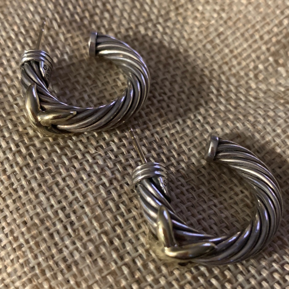 David Yurman Cable Silver Hoop Earrings